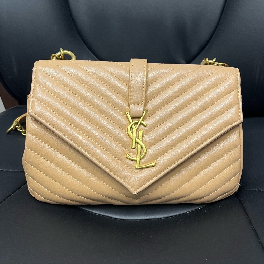 Tan medium quilted tote bag